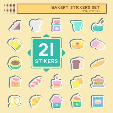 Stickers Set Bakery. suitable for Bakery symbol. simple design editable. desi Illustrazione stock