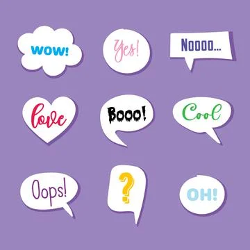 Stickers set. Speech balloon, speech bubble of different shapes. Stock Illustration