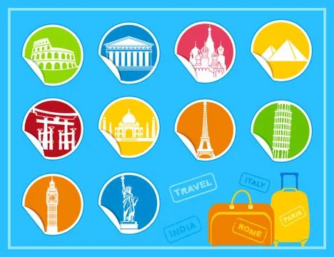 Stickers with sights Stock Illustration