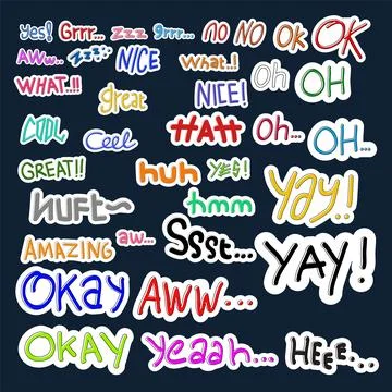 Stickers text set collection vector illustration 스톡 일러스트