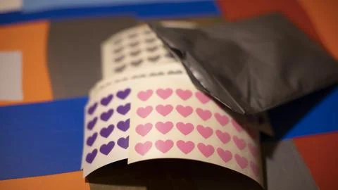 Stickers texture of hearts. Plotter cutting. Making stickers for decorating.. Stock Photos