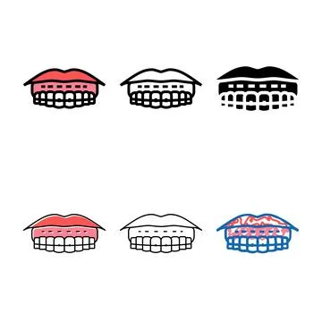 Sticking to lips tooth range braces color icon vector Stockillustratie