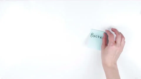 Sticking note with a frontend and backend text. 스톡 동영상 136071845