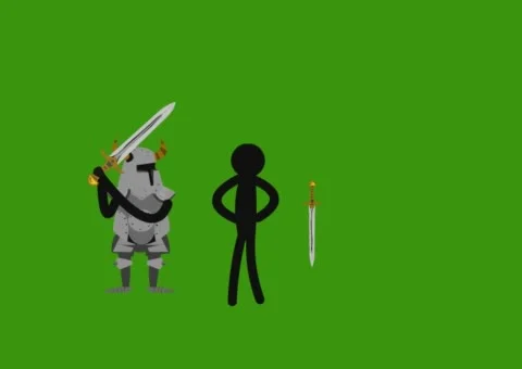 Stickman fight, conflict with the use of, Stock Video