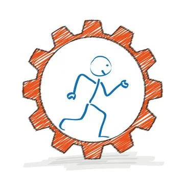 Stickman big gear Stock Illustration