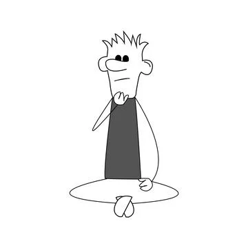 Stickman character sitting and thinking Stock-Illustration