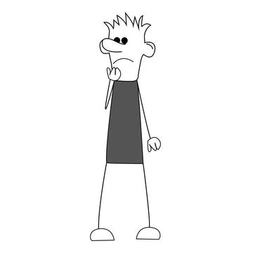 Stickman character standing and thinking Stock-Illustration