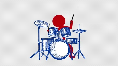 Stickman Drummer Red Stock Footage 305127382