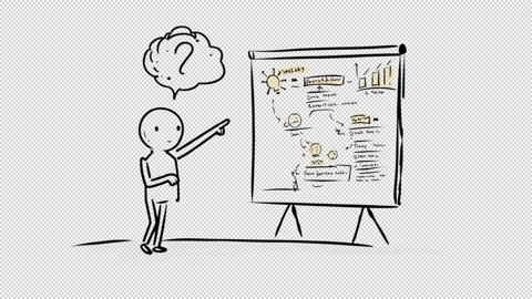 Stickman Evaluating Complex Data On Strategy Board Stock Footage 312445040