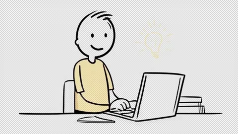 Stickman Generating Innovative Marketing Ideas On Computer Video stock 312445000
