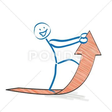Stickman growth arrow Stock Illustration