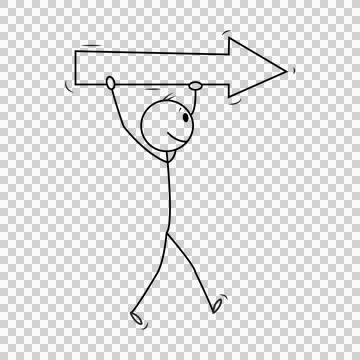 Stickman holding up right arrow Stock Illustration