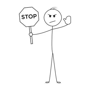 Stickman holding stop sign Stockillustratie