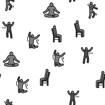 Stickman man people silhouette vector seamless pattern Stock Illustration