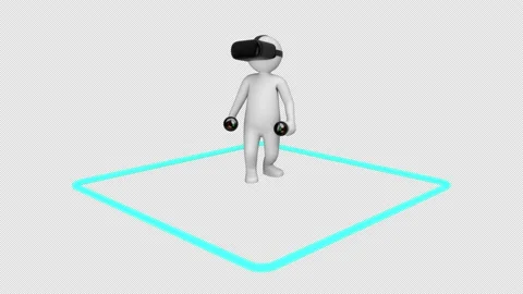 Stickman play game in virtual reality headset - 3d render with alpha channel. Stock Footage 167514837