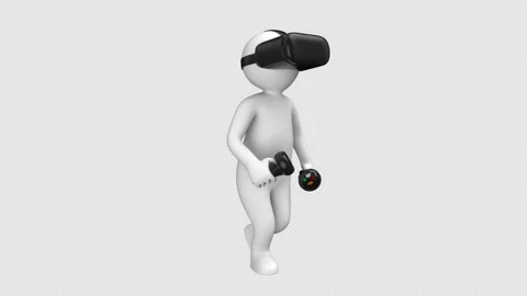 Stickman play game in virtual reality headset - looped with alpha channel. Stock Footage 232564036