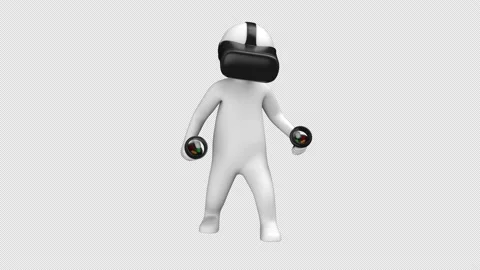Stickman play game in virtual reality headset - looped with alpha channel. Stock Footage 232564079