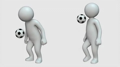 Stickman playing with ball - 3d render looped with alpha channel. Stock Footage 167514931