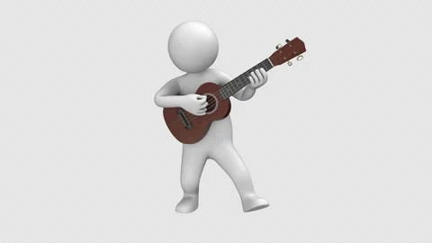 Stickman playing guitar - 3d render looped with alpha channel. Stock Footage 236909763