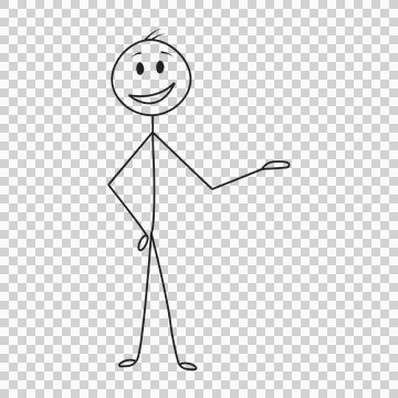 Stickman Pointing Hand Gesture Stock Illustration