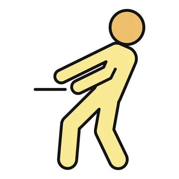Stickman pulling something with effort line art 스톡 일러스트