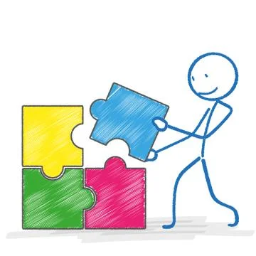 Stickman Rectangle Puzzle 스톡 일러스트