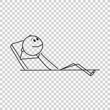 Stickman sitting in office with legs on table Stock Illustration