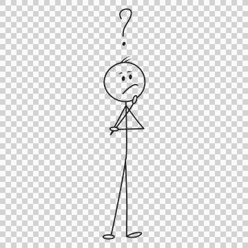 Stickman Standing Thinking Pose Illustrazione stock