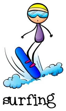A stickman surfing Stock Illustration