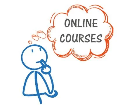 Stickman Thinking Online Courses Illustrazione stock