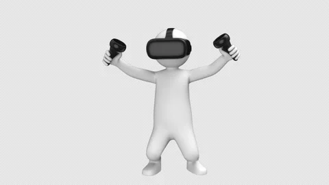 Stickman VR Headset Dance Loop Stock Footage 232646076