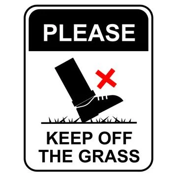 Stickman warning sign do not step on grass. Stock Illustration