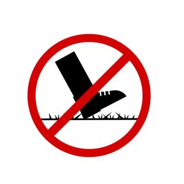 Stickman warning sign do not step on grass. Stock Illustration