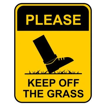 Stickman warning sign do not step on grass. Stock Illustration