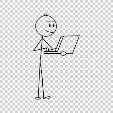 Stickman Working On Laptop Stock Illustration