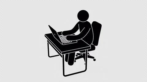 Stickman Writing Code on Laptop - 360 Degree Rotating View Animation Stock Footage 314418766