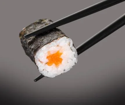 Sticks keep rolls with salmon Stock Photos