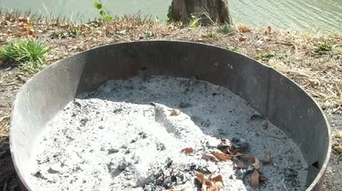 Sticks Thrown into Fire pit Ashes 스톡 동영상 12614219