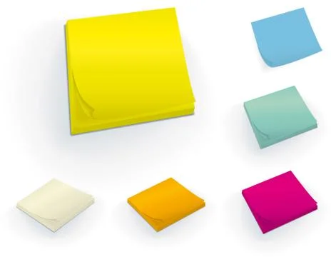 Sticky 3D blocks in six different colors. Stock Illustration