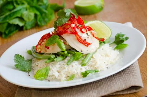 Sticky chilli chicken Stock Photos