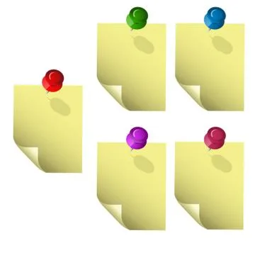 Sticky chits with pushpin Stock Illustration