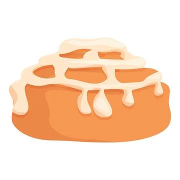Sticky cinnamon roll bun icon cartoon vector. Food pastry Stock Illustration