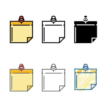 Sticky clean note pin list color icon vector Stock Illustration