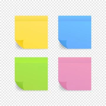 Sticky colored notes. Post note paper. Vector stock illustration. Stock Illustration