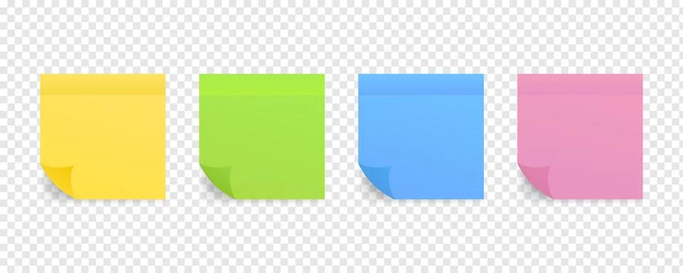 Sticky colored notes. Post note paper. Vector stock illustration. Stock Illustration