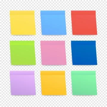 Sticky colored notes. Post note paper. Vector stock illustration. Stock Illustration