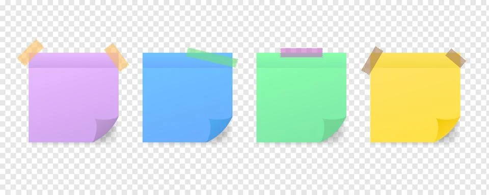 Sticky colored notes. Post note paper. Vector stock illustration. Stock Illustration