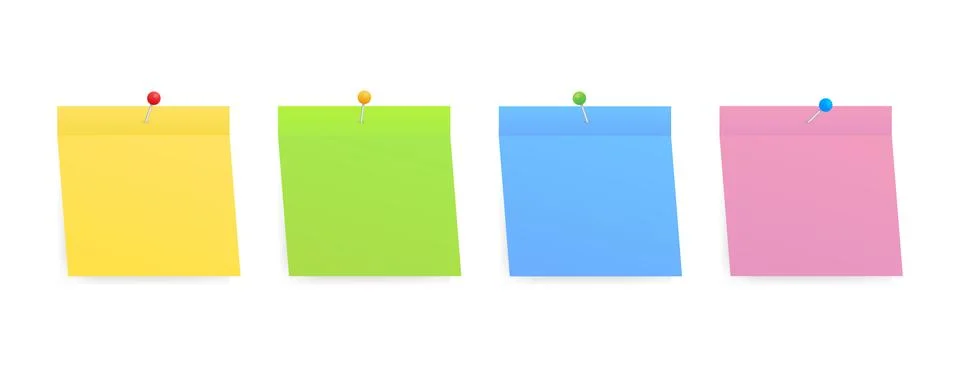 Sticky colored notes. Post note paper. Vector stock illustration. Stock Illustration