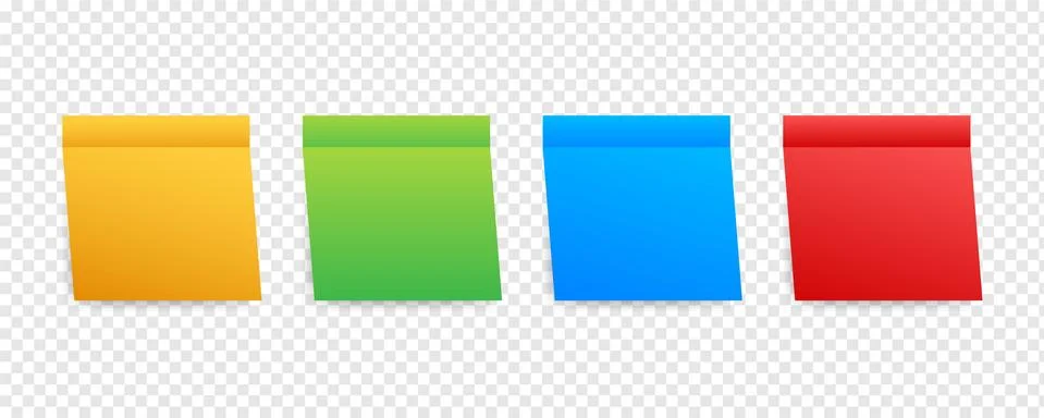 Sticky colored notes. Post note paper. Vector illustration. Stock Illustration