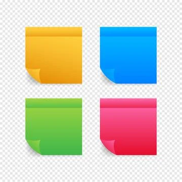 Sticky colored notes. Post note paper. Vector illustration. Stock Illustration